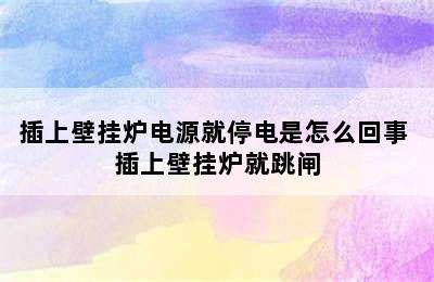 插上壁挂炉电源就停电是怎么回事 插上壁挂炉就跳闸